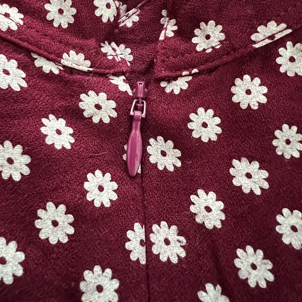 Cleobella White Flowers on Burgundy background Long Sleeve Dress Size Medium - Picture 8 of 8